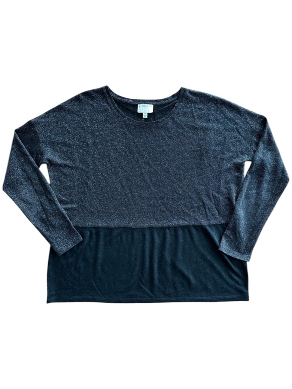 Witchery Black and Gold Shimmer Casual Glam Long Sleeve Tee Boxy | Size XS